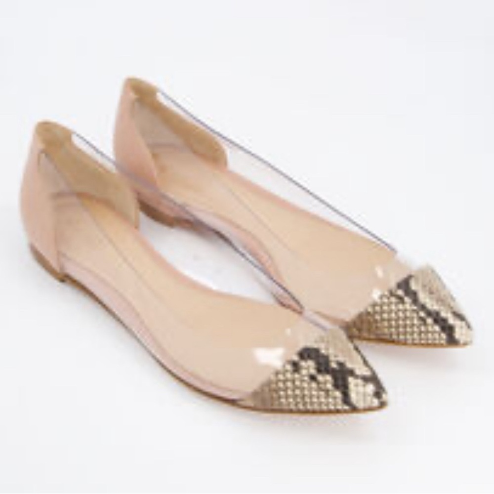 Gianvito Rossi plexi snake and blush flat size 35